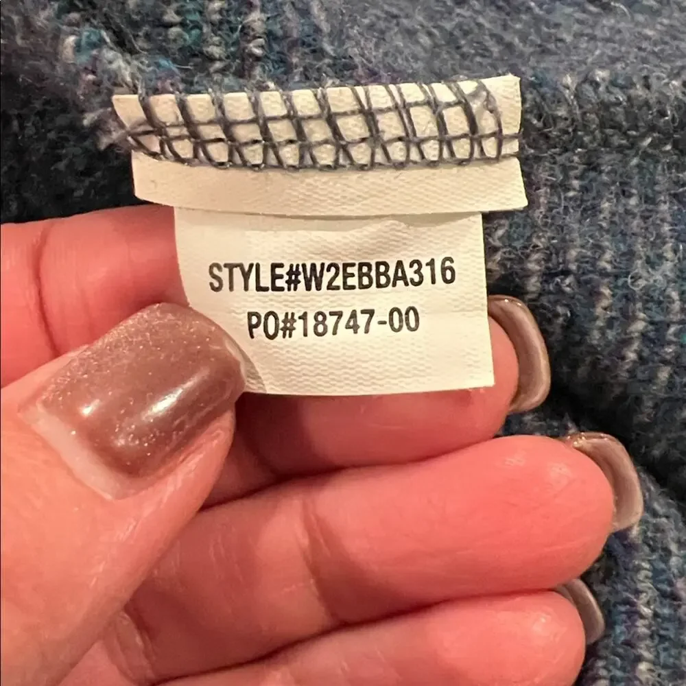 Prana Women's Ebba Sweater Waffle Knit Wool Blend Cowl Neck in Blue
